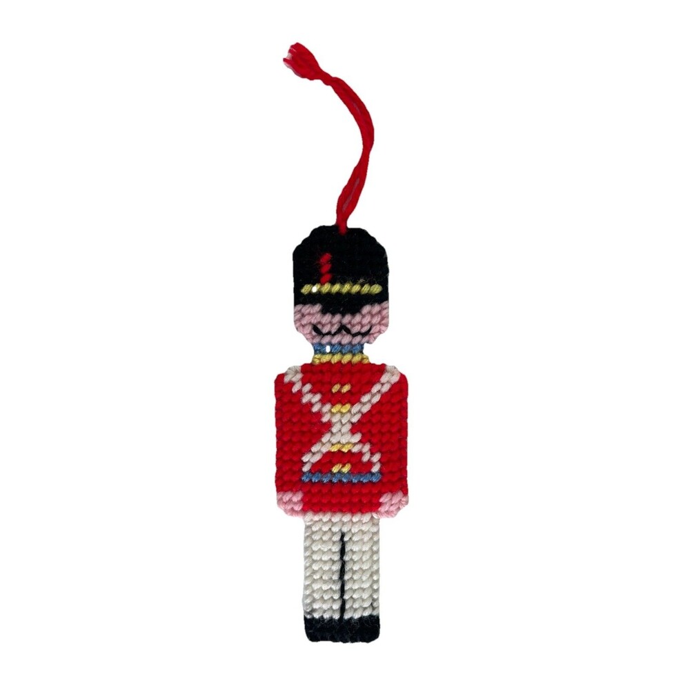 Vintage Knit Solider England Guard Handcrafted Christmas Ornament Holiday Decor
